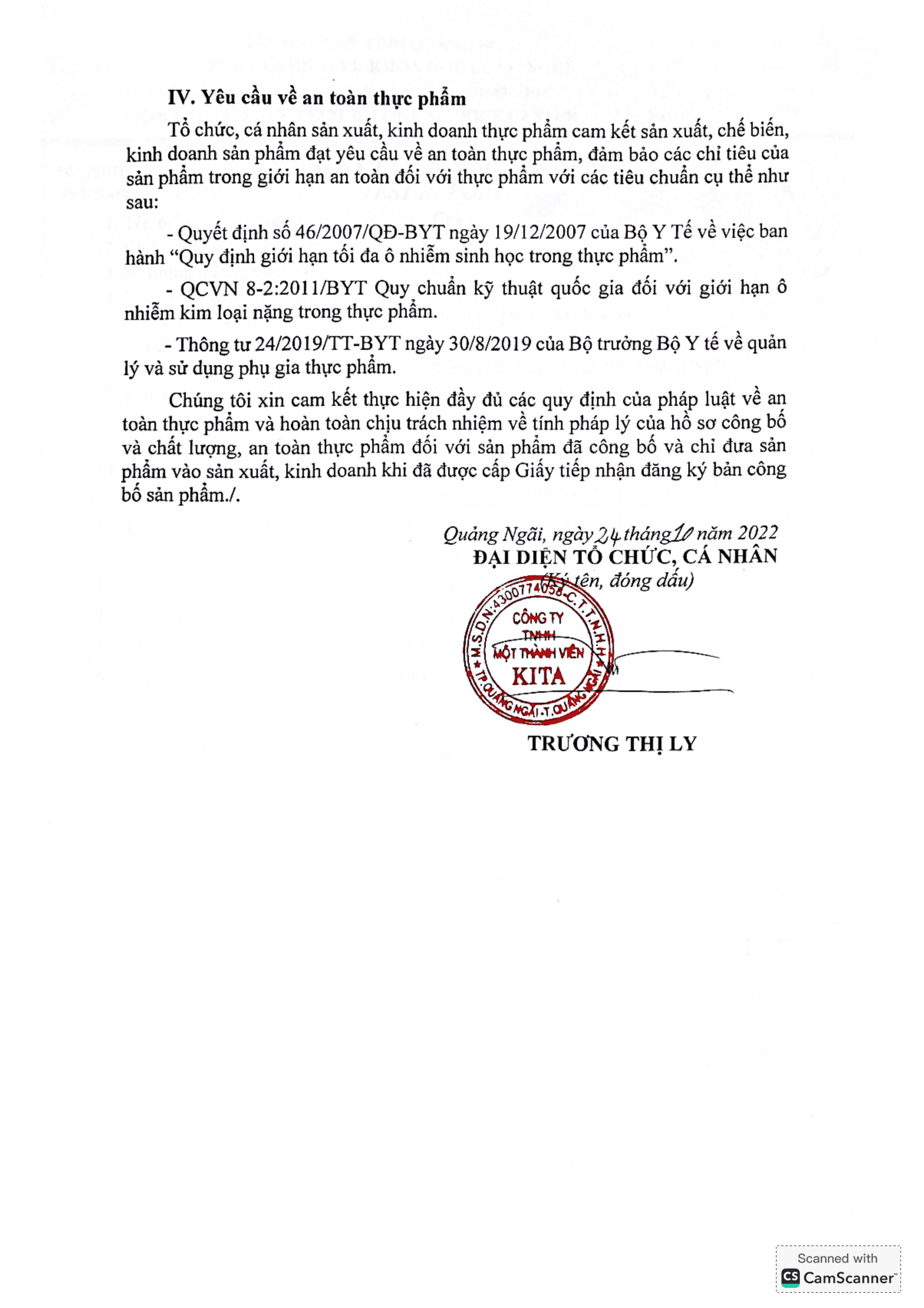 BẢN CÔNG BỐ SẢN PHẨM CHẢ CÁ