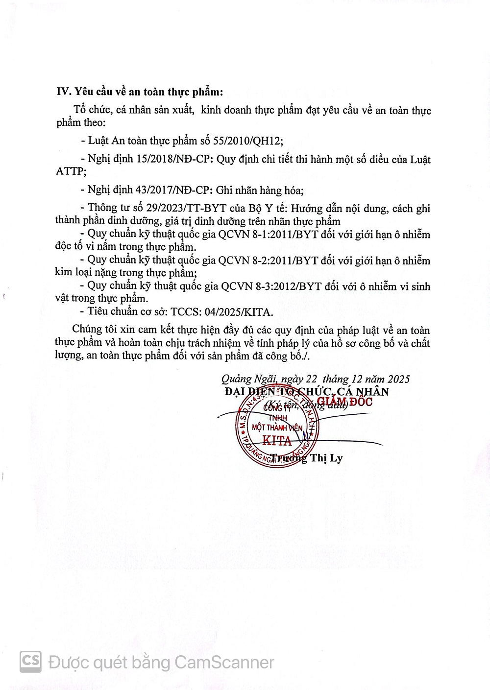 BẢN TỰ CÔNG BỐ SẢN PHẨM CHẢ CÁ BIỂN (sống)