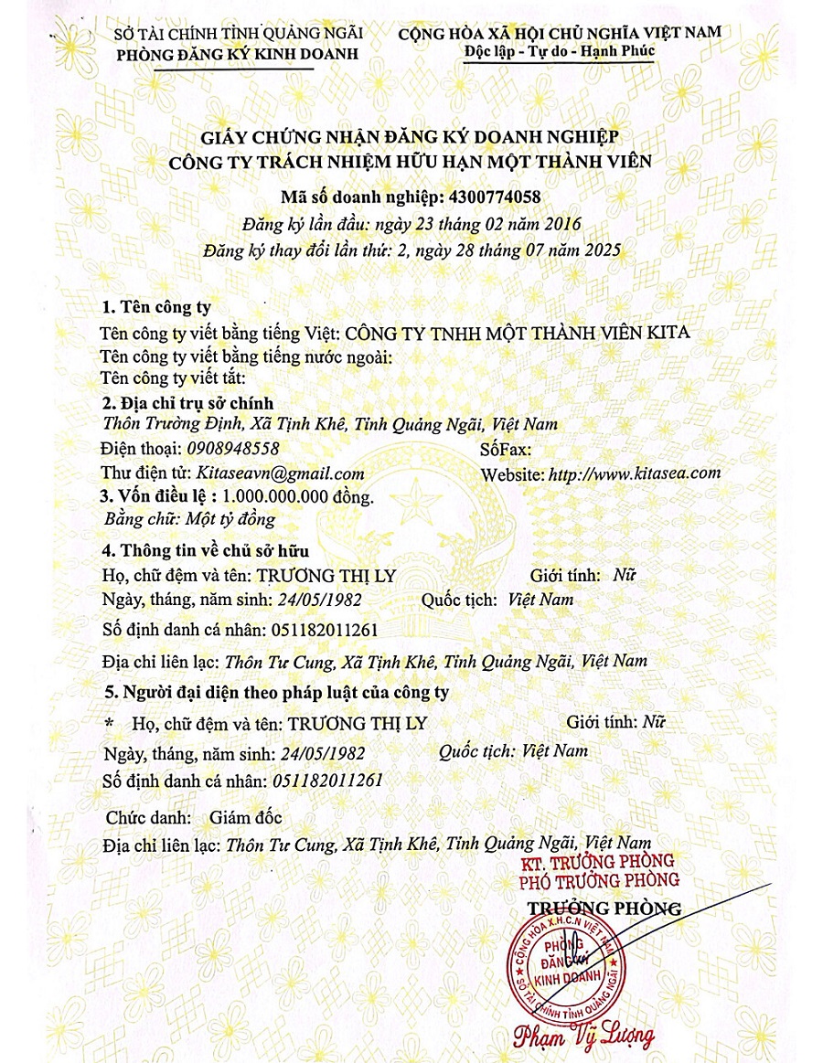 GIẤY CHỨNG NHẬN ĐĂNG KÝ DOANH NGHIỆP